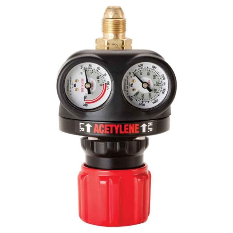 Victor Edge 15psig Red Single Stage Acetylene Regulator with Colour Coded Knobs, ESS4-15-510