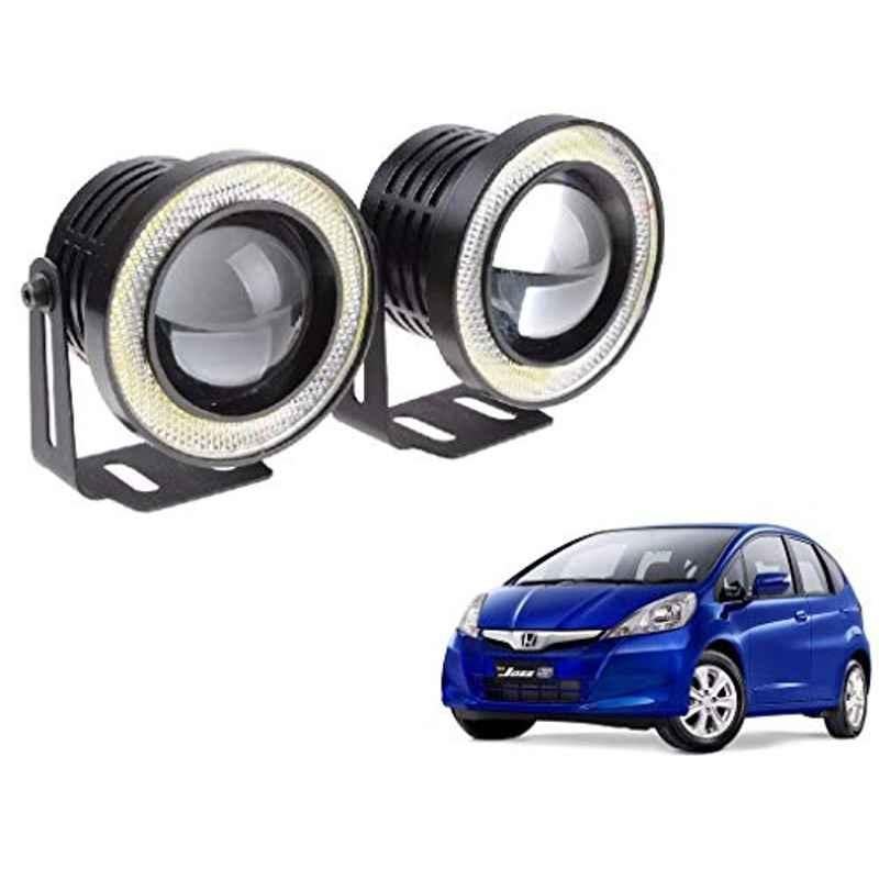 Kozdiko 2 Pcs 15W 3.5 inch High Power White LED Projector COB Fog Light Set with White Angel Eye Ring for Honda Jazz, koz_72600