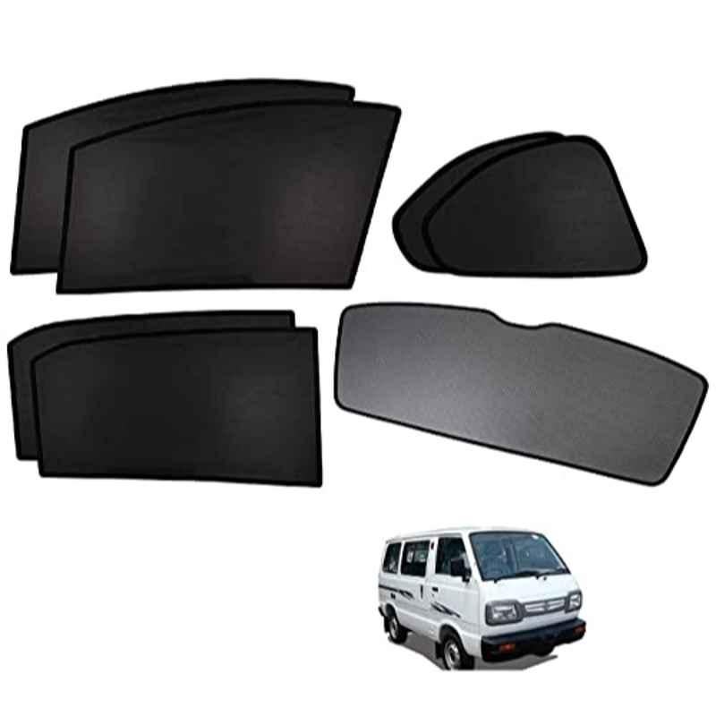 Kozdiko 5 Pcs Polyester Black Non Magnetic Window & Rear Sun Shades Set for Maruti Suzuki Omni