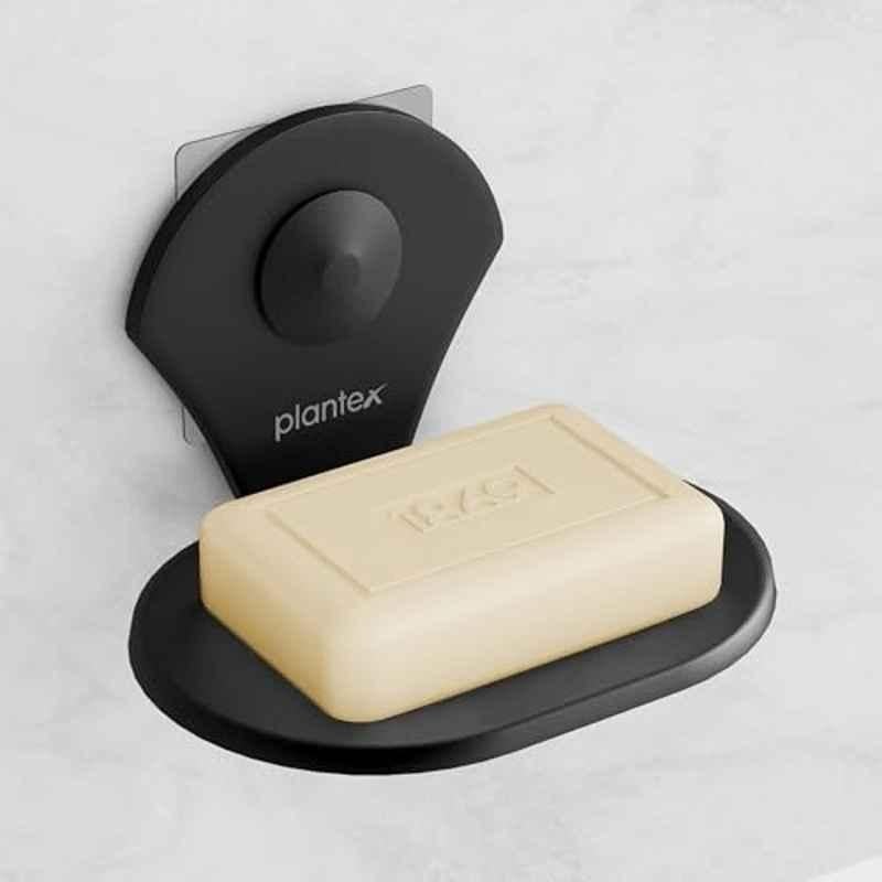 Plantex Royal Self Adhesive Stainless Steel Soap Holder for Bathroom/Soap Dish/Soap Stand/Bathroom Accessories Black