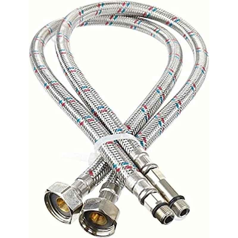 Abbasali 60cm SS Single-Head Hose Flexi Pipes Tap Connector (Pack of 2)