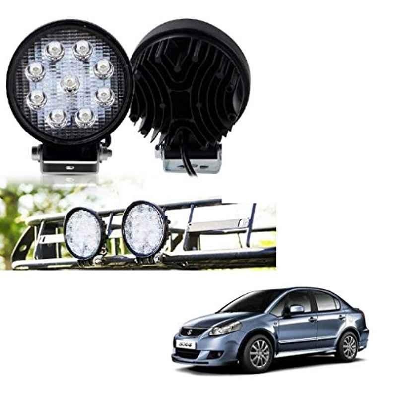 Kozdiko 2 Pcs 27W 4 inch 9 LED Waterproof Round White Fog Light Set with Mounting Brackets for Maruti Suzuki SX4, kozd_19936