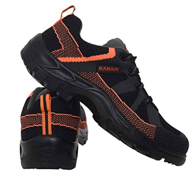 Karam Flytex FS 210 Fly Knit Fiber Toe Cap Orange & Black Sporty Work Safety Shoes, Size: 11