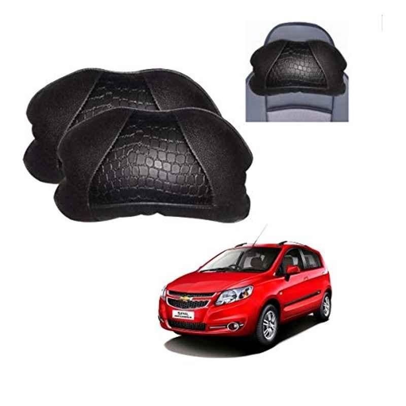 Kozdiko 2 Pcs Black Neck Rest Cushion Pillow Set for Chevrolet Sail Hatchback