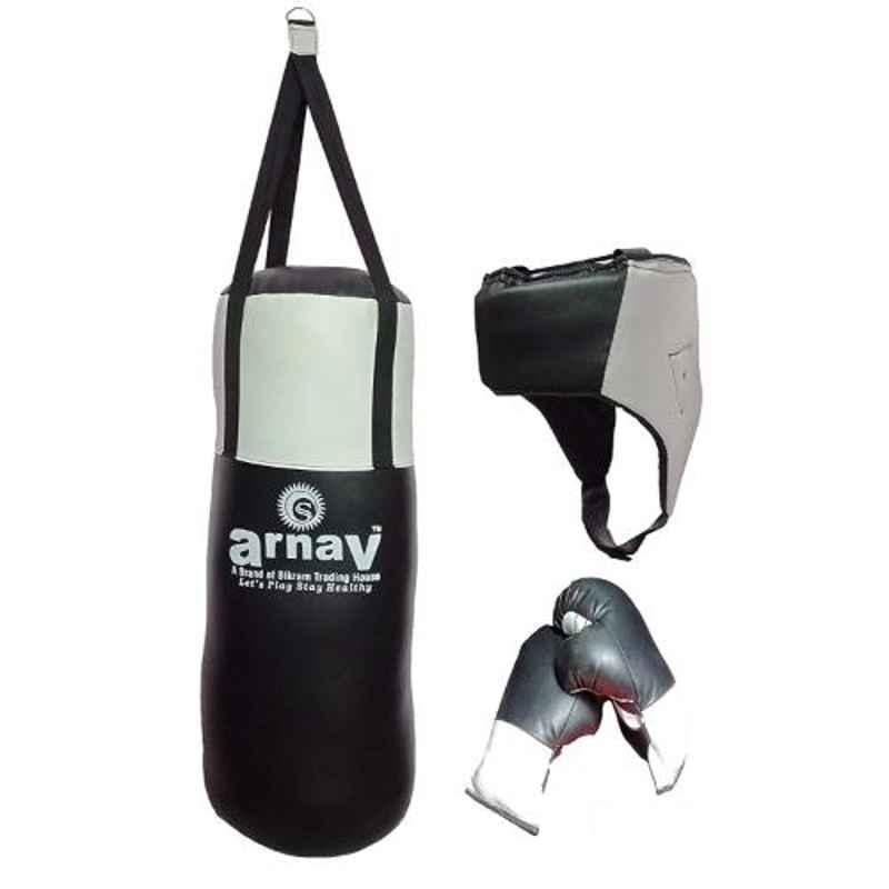 Arnav 18 inch PVC Black Boxing Punching Kit with Gloves & Safety Head, OSB-750204_18