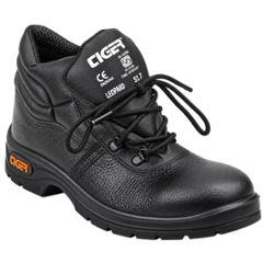 Tiger Leopard S1 BG High Ankle Steel Toe Black Work Safety Shoes, Size: 6
