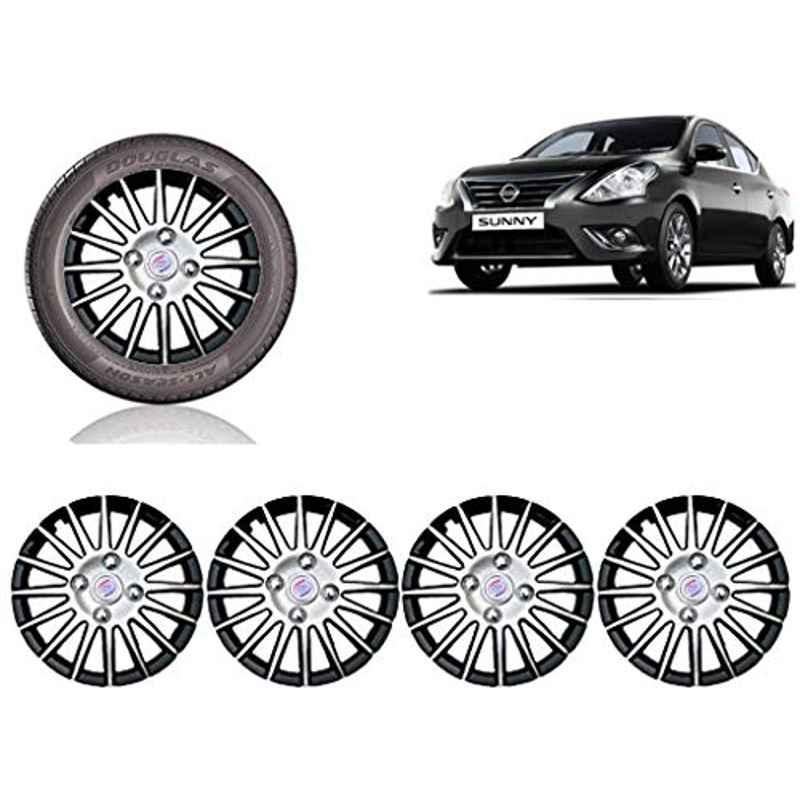 Auto Pearl 4 Pcs 15 inch ABS Black & SIlver Car Wheel Cover Set for Nissan Sunny New