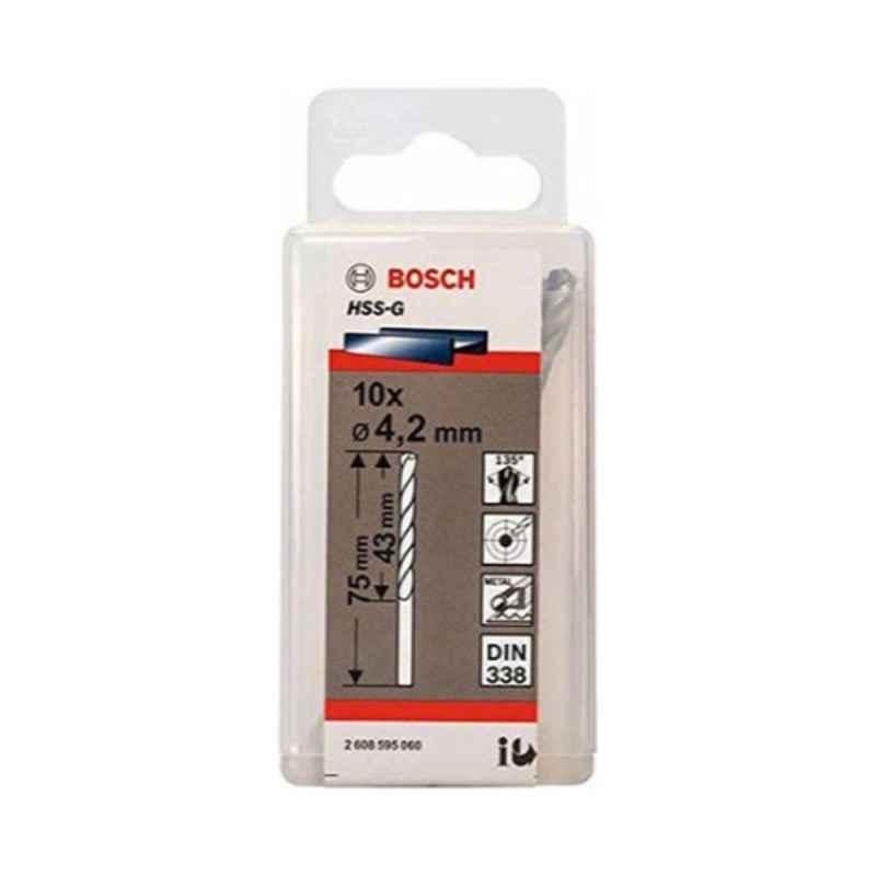 Bosch 10Pcs 4.2mm HSS Silver Drill Bit Set, 2608595060