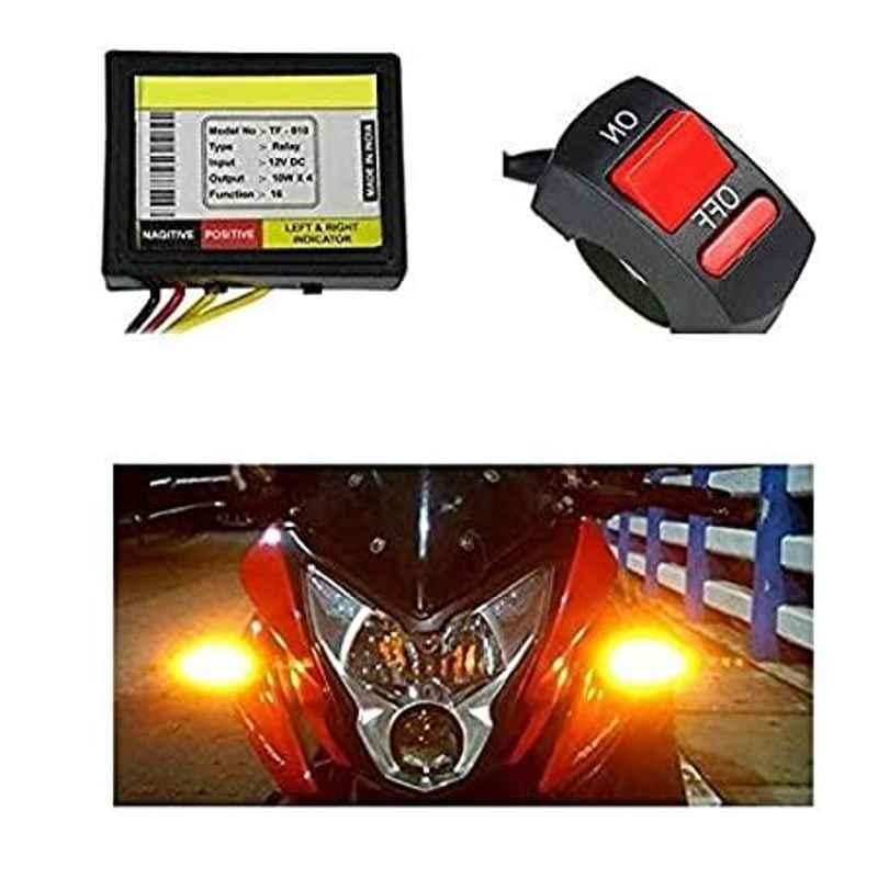 Meenu Arts Universal Bike Hazardious Flasher Relay with Switch for All LED/Bulb Indicators K-28