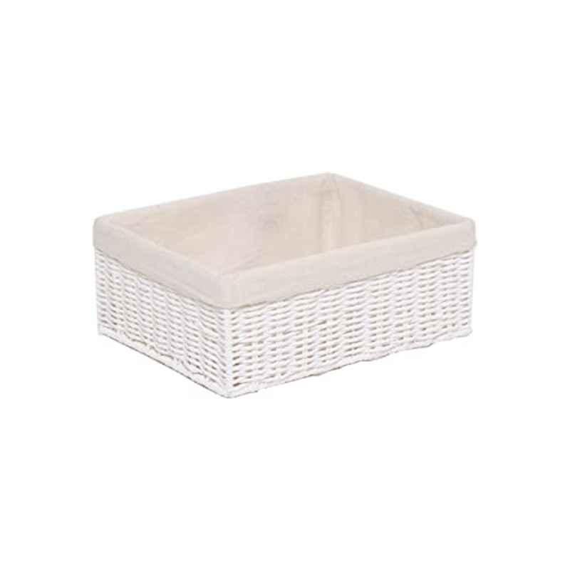 Homesmiths 36x27x13cm White Storage Basket with Liner, MAS0531-L-WHT, Size: Large