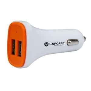 Lapcare 30W White Car Charger with 2 USB Ports, LCC-111