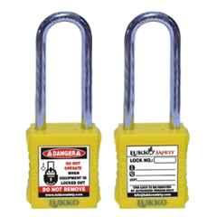 Lukko Safety 76mm Metal Yellow Long Shackle Safety Lockout Padlockwith 2 Keys, LS-LC46
