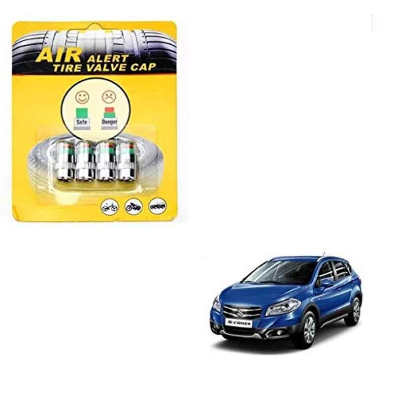 Kozdiko 4 Pcs Iron Air Pressure Alert Car Tyre Valve Caps Set for Maruti Suzuki S-Cross