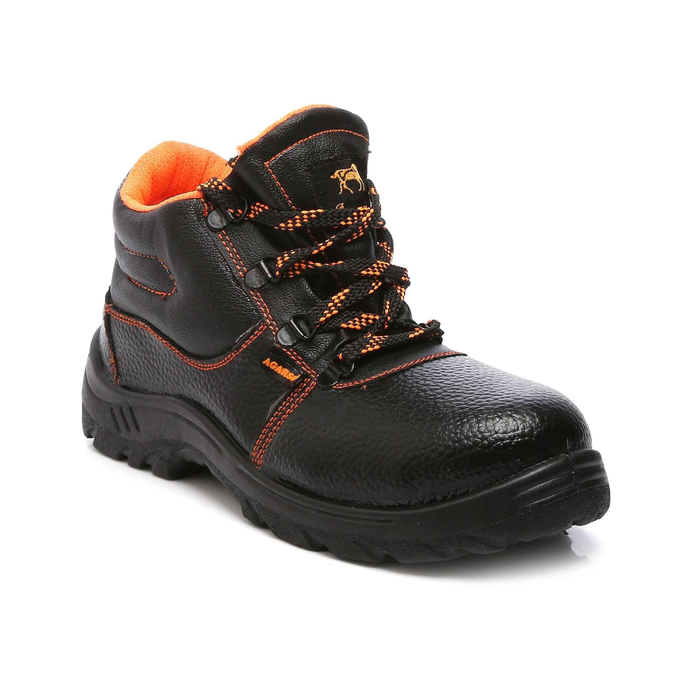 orange and black steel toe shoes