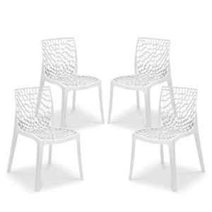 Maharaja Wave 43x79.5x49cm Plastic White Outdoor Chair without Arm Rest (Pack of 4)