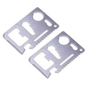 A-One Silver Stainless Steel 11 in 1 Multi-Purpose Wallet Card Tools (Pack of 2)