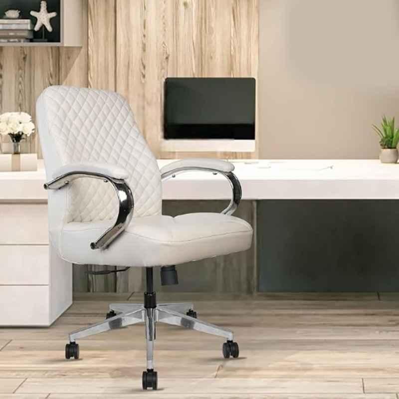 Rose Big Bucket Faux Leather White Medium Back Revolving Executive Office Chair-picture-31