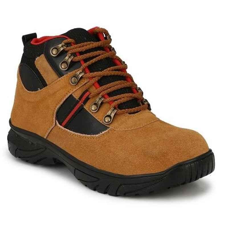 Timberwood TW19TAN Leather Steel Toe Tan Work Safety Shoes, Size: 8