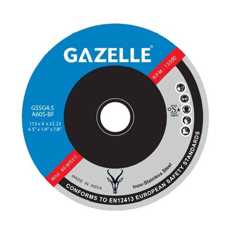 Gazelle 115x6x22mm A24Q-BF Grinding Disc Stainless Steel Grinding Wheel, GSSG4.5
