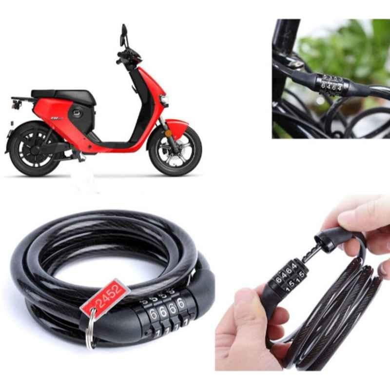 Auto Pearl PVC & Plastic Black Combination Cable Lock for Super Soco Cumini