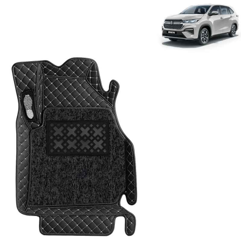 Kingsway 4 Pcs Premium 7D 100% Waterproof & Washable PU Leatherette Classic Black Car Floor Mat Set for Maruti Suzuki Invicto 7 Seater 2023 Onwards All Model