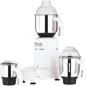 Preethi Eco Plus MG138 550W White Stainless Steel Mixer Grinder with 3 Jars