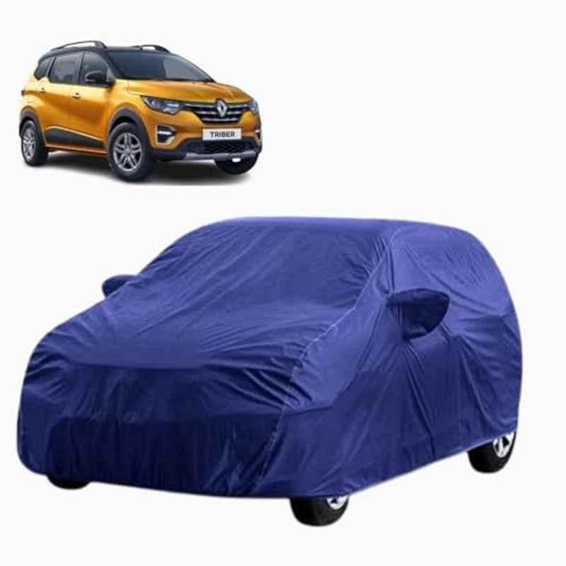 Aarex Auto Polyester Blue 100% Waterproof Car Body Cover with Mirror Pocket & Bottom Elastic Triple Stitched for Renaults Triber (2015-2026) Model