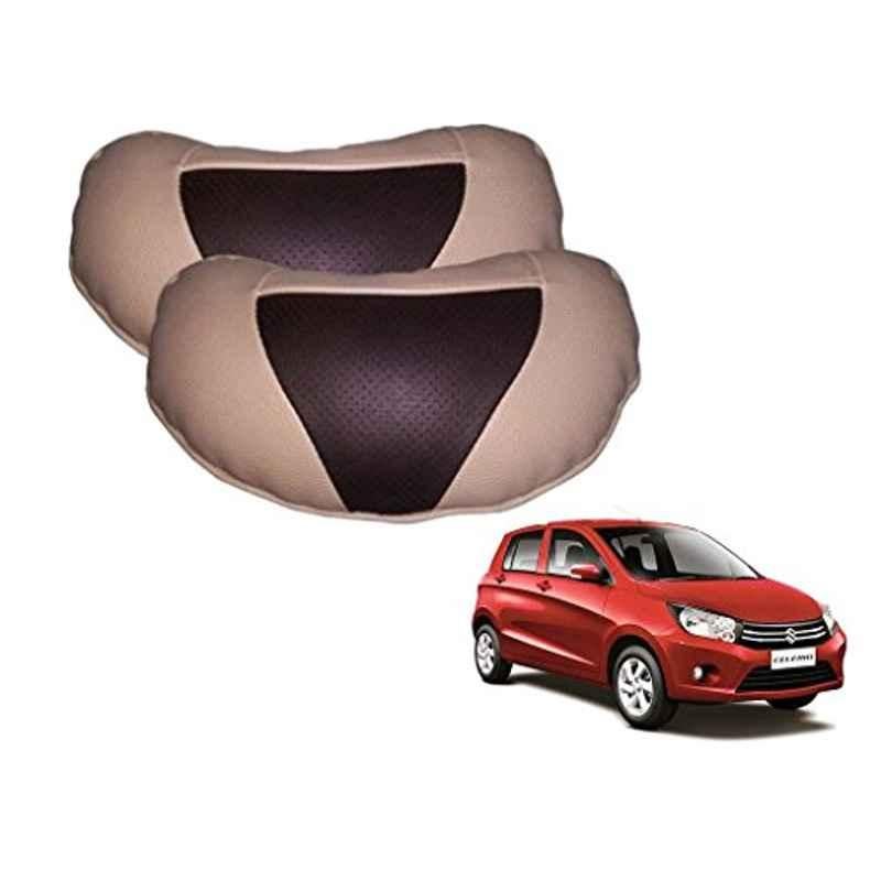Kozdiko 2 Pcs Brown & Beige Neck Rest Set for Maruti Suzuki Celerio, koz_38851
