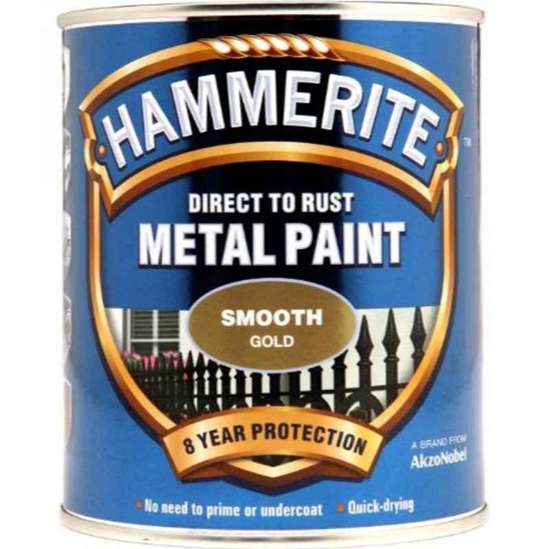 Hammerite 750ml Smooth Gold Direct to Rust Metal Paint, 5092830