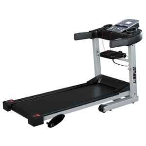 Green GT-400 M 3.5 inch LCD Screen Foldable Aluminium Treadmill with Massager, 4HP Peak Motor, 12 Preset Programs, Heart Rate Sensor, Tablet Holder & Moving Wheels for Home Use