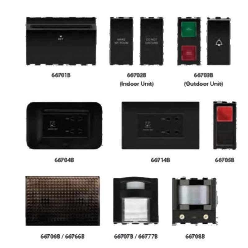 Anchor Roma 20VA Black Shaver Socket with Transformer & 4 Module Square Plate, 66714B, (Pack of 5)