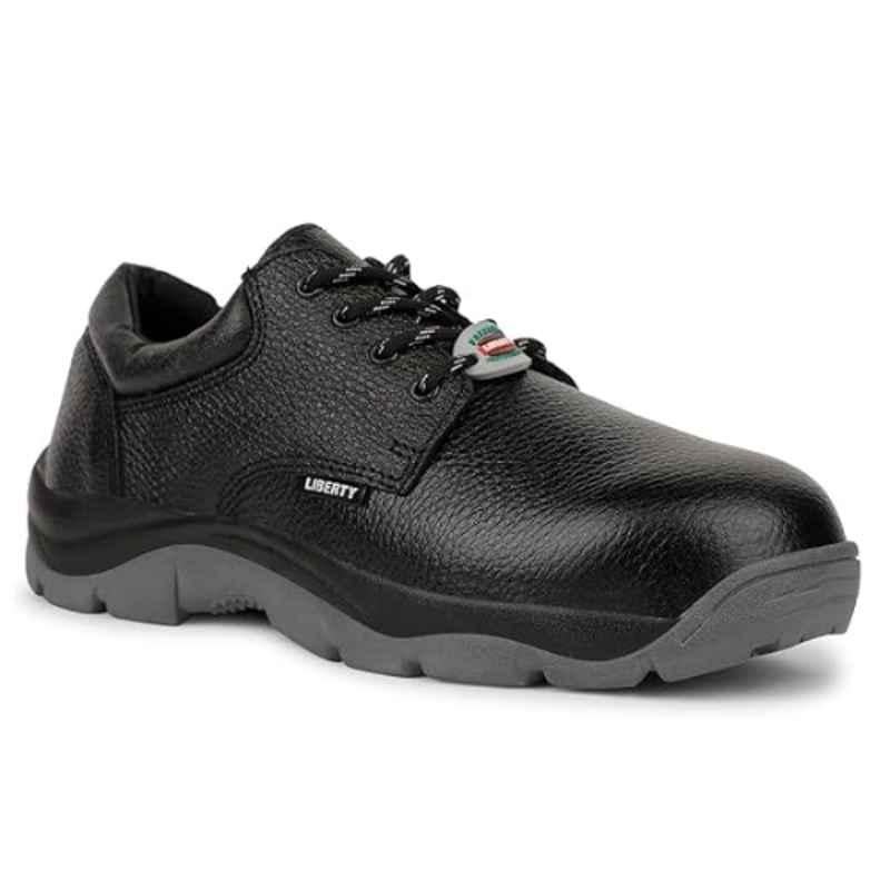 Liberty SHIELD-SA Leather Steel Toe Black Safety Shoes with Rubber Sole, Size: 10