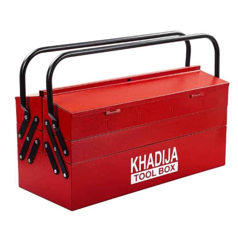 Khadija 17.5 inch 5 Compartment Metal Red Double Handle Professional Tool  Box, WF-IYK2-WUS8