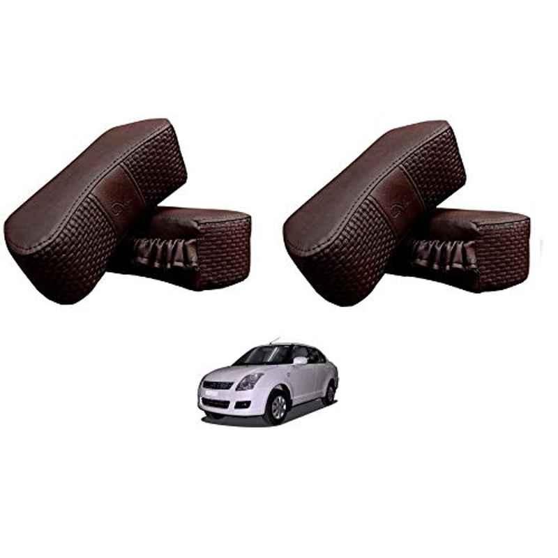 Kozdiko 4 Pcs CV Designer Cola Leatherite Neck Rest Car Cushion Pillow Set for Maruti Suzuki Old Dzire