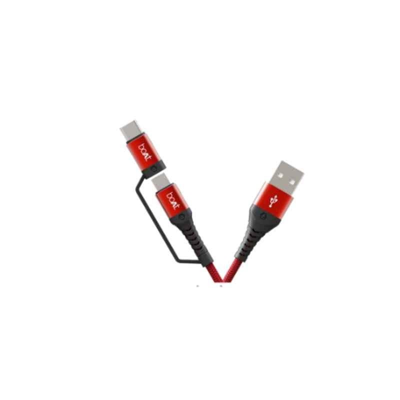 boAt Deuce USB 300 2 in 1 Type C Red Micro USB Cable