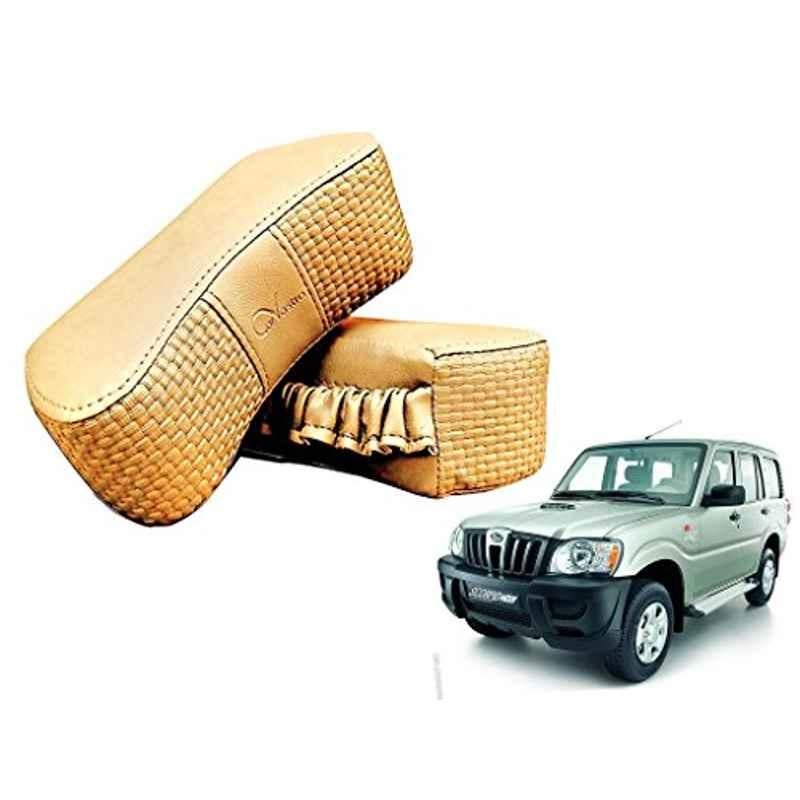 Kozdiko 2 Pcs Memory Foam Beige Luxurious Neck Rest Set for Mahindra Scorpio Old, koz_23858