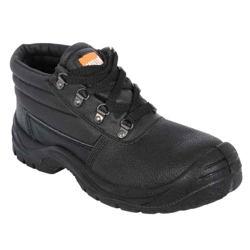 Miller MBM Leather Black Safety Shoes, Size: 39