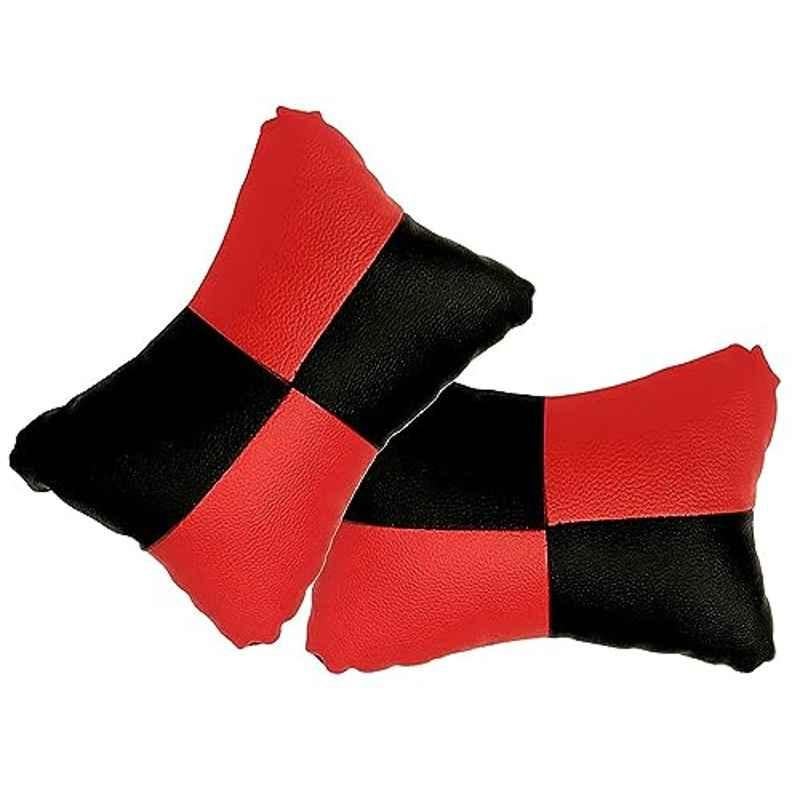 Kozdiko 2 Pcs Black & Red Car Square Chess Design Neck Rest Seat Pillow Set for Hyundai Elantra