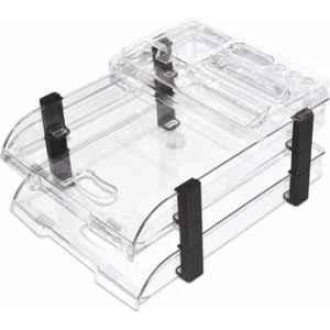 Omega 2 Compartment Plastic Clear Top Executive File Tray, 1758/UT