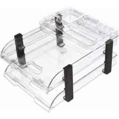 Omega 2 Compartment Plastic Clear Top Executive File Tray, 1758/UT
