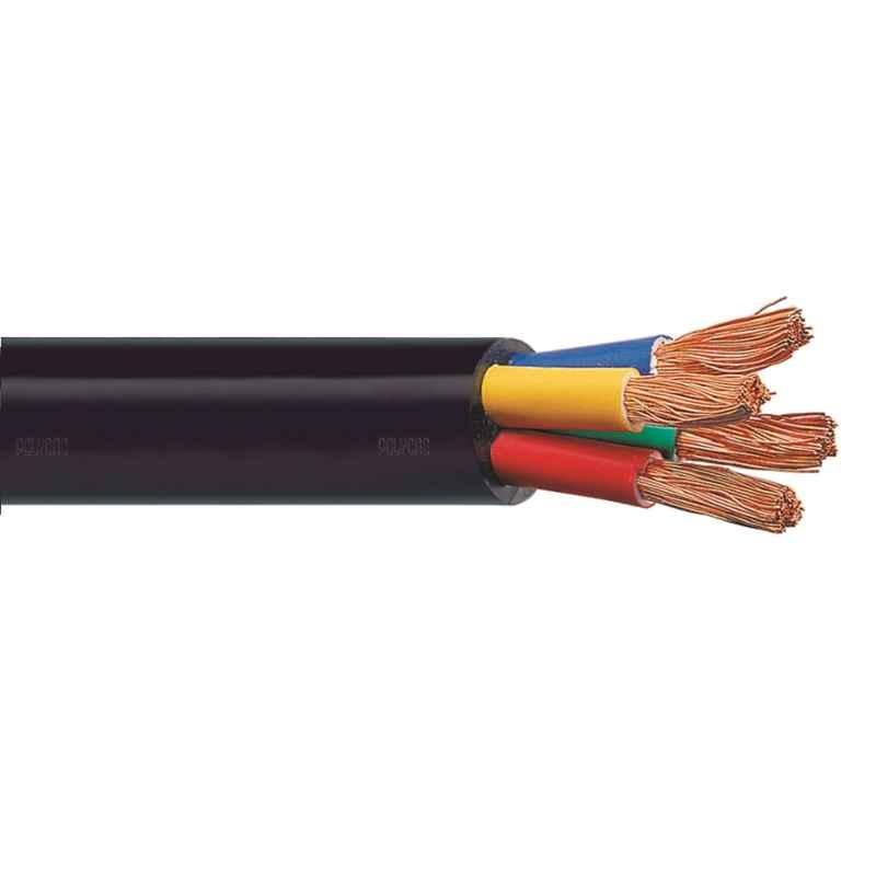 Polycab 0.5 Sqmm 4 Core FRLS Black Copper Sheathed Flexible Cable, Length: 100 m