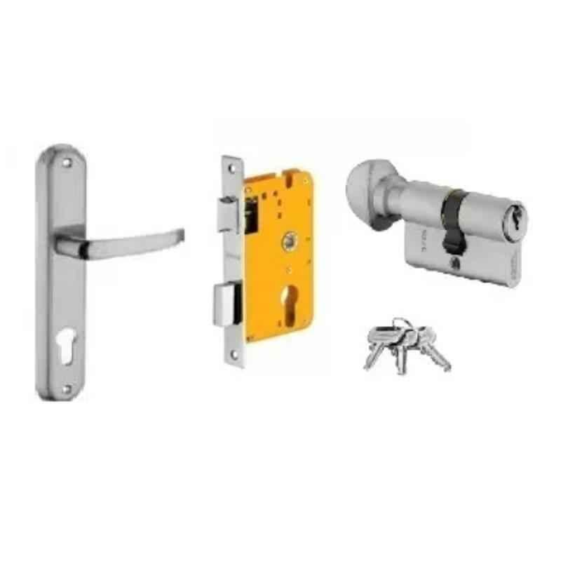 Dorset HL Series Ostler 70mm Stainless Steel Silver Chrome Finish Door Handle Lock Set with Knob & Key (Pack of 4)