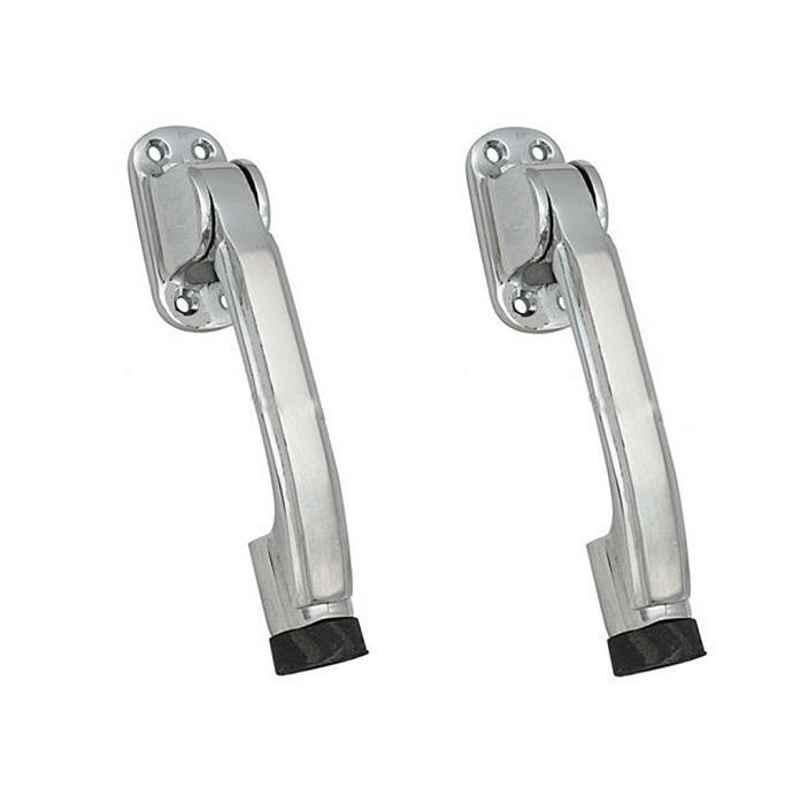Smart Shophar 5 inch Brass Nickel Silver Meldal Door Stopper, SHA10ST-MELD-NS05-P2 (Pack of 2)