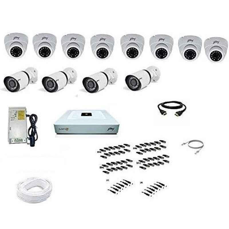 Godrej SeeThru 1080P Full HD White CCTV Camera Kit without Hard Disk, Godrej2MP8DOME4BULLET