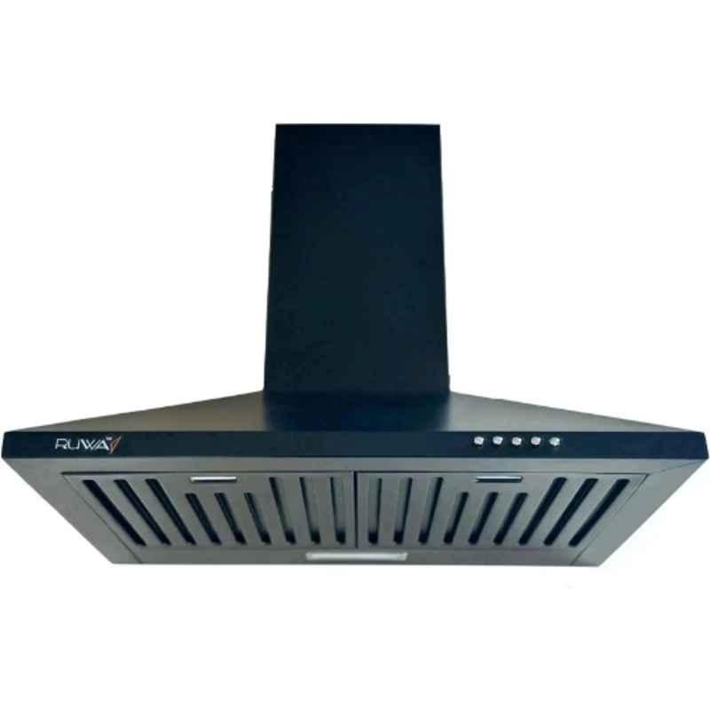 Ruwa Viva 60cm 1000CMH Stainless Steel Black Wall Mounted Kitchen Chimney