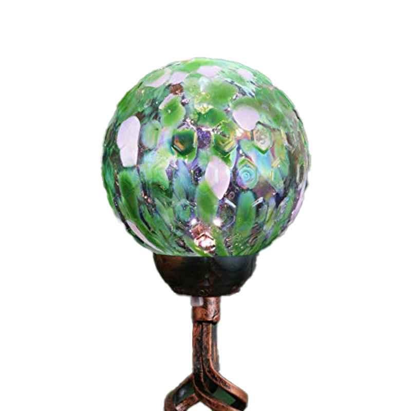 Exhart ‎15923-RS Sky Green Honeycomb Crystal Ball Stake, 4x4x31 inch