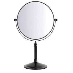 Plantex 8 inch Premium Brass Black Magnifying Mirror/Dual Side Shaving Mirror for Bathroom with 5x/1x Magnification/Tabletop Vanity Hand Mirrors Stand