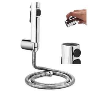 Elegant Casa ABS Silver Handheld Bidet Sprayer Health Faucet Gun with Chrome Finish with Wall Hook & 1 Meter Hose Pipe