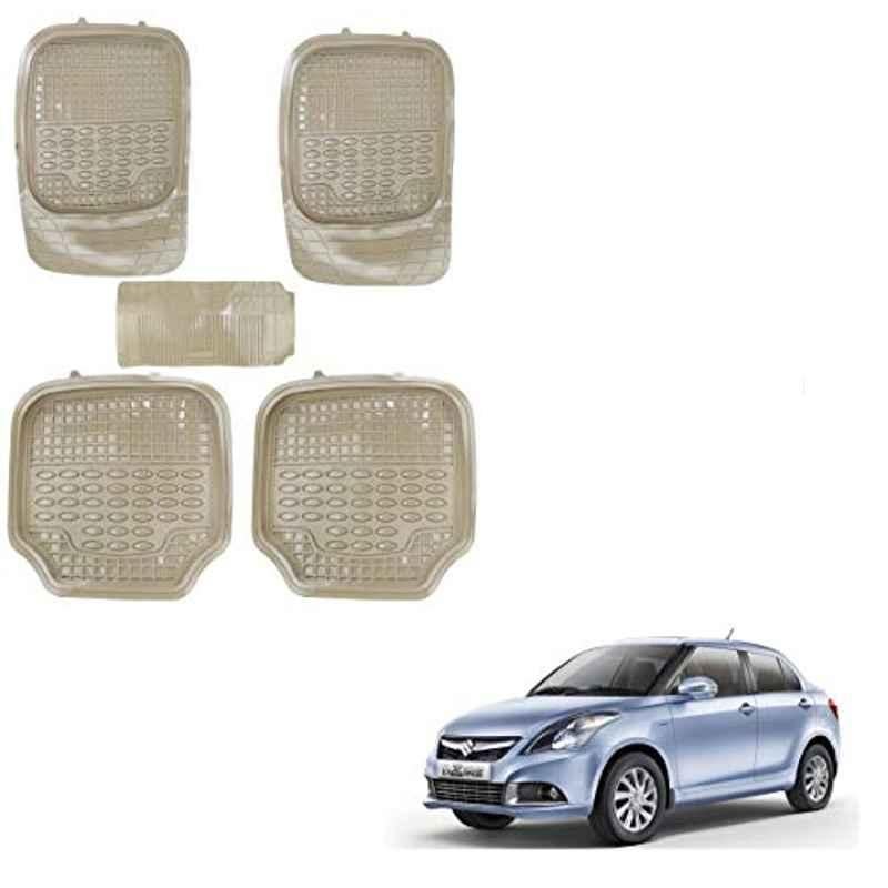 Kozdiko 5 Pcs 4G Beige Rubber & PVC Heavy Car Foot Mat Set for Maruti Suzuki Swift Dzire Type-22011-2017, koz_81175