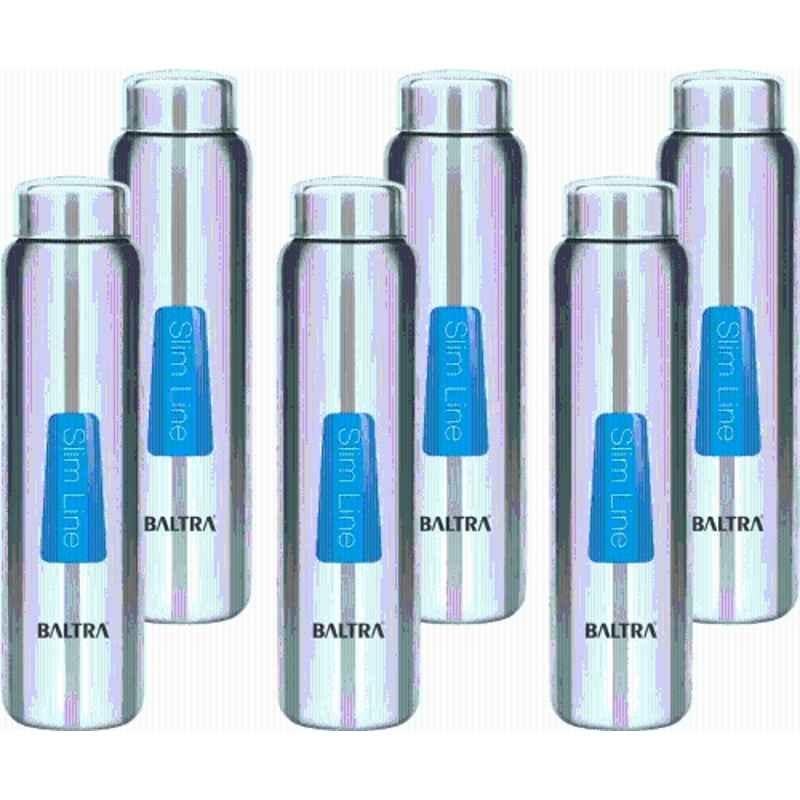 Baltra Relax 1000ml Stainless Steel Silver Single Walled Water Bottle (Pack of 6)